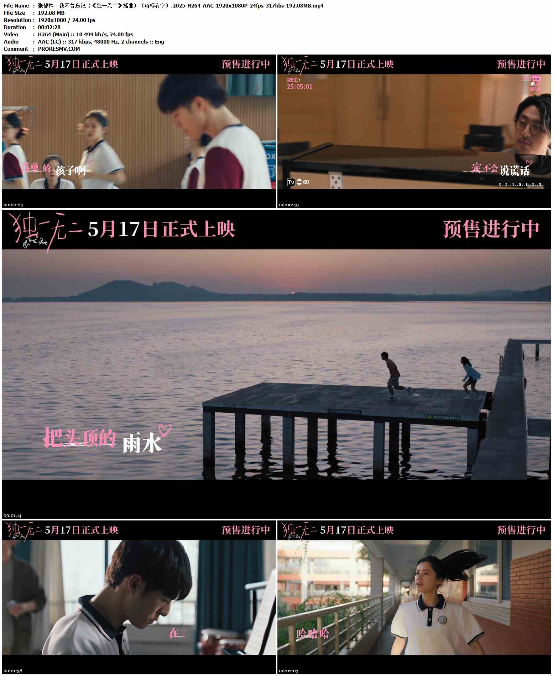 张郁梓 - 我不曾忘记（《独一无二》插曲）（角标有字）.2025-H264-AAC-1920x1080P-24fps-317kbs-192.08MB官方MV_高清MV